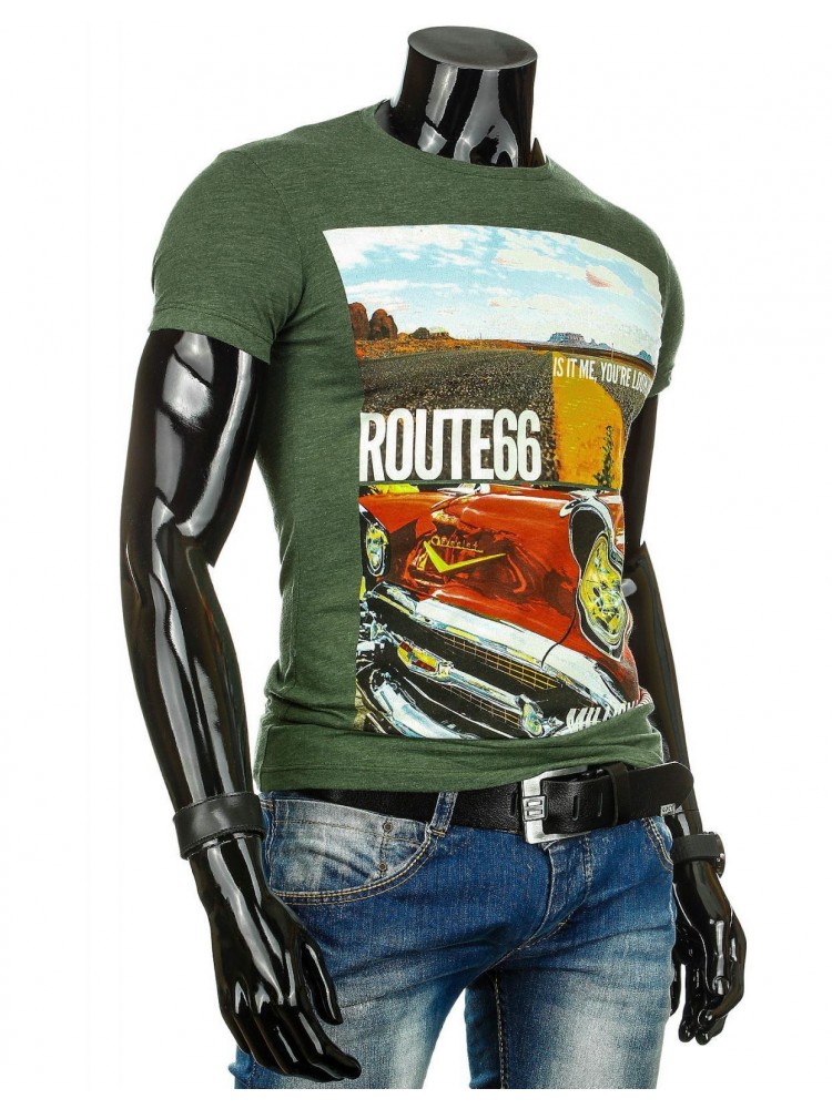 Marškinėliai Route (Alyvmedžio spalvos)